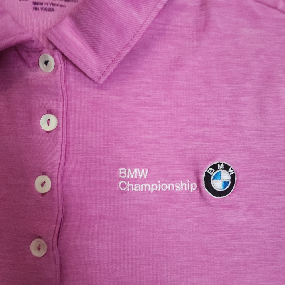 Peter Millar Polo Shirt Womens XL Pink BMW Championship Golf UPF 50+ Stretch - Picture 2 of 8